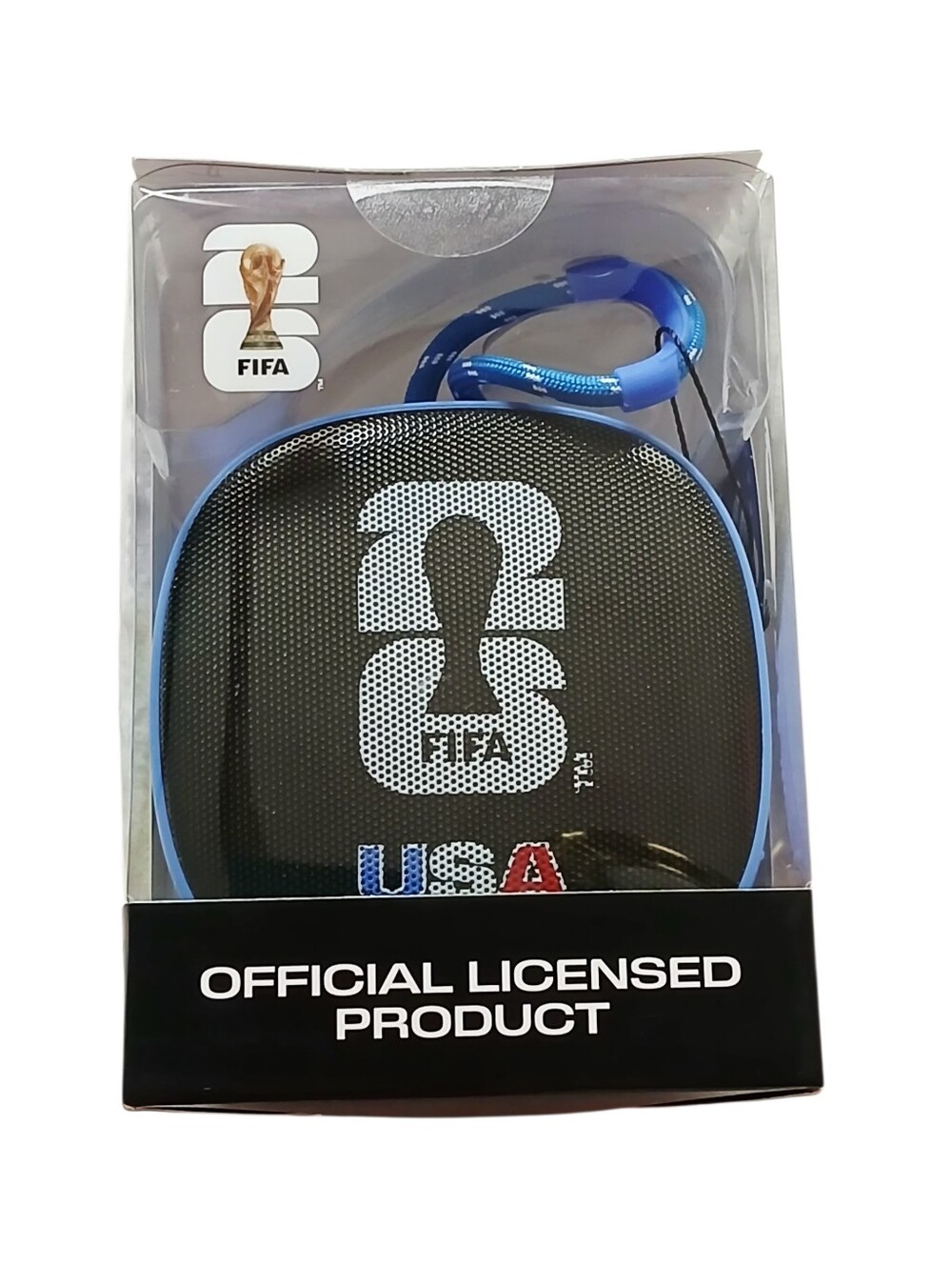 NWT FIFA World Cup USA 2026 Travel Wireless Speaker, Carry Strap, Blue